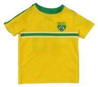 Tmavožluto/zelený sportovní fotbalový dres Brazil a pruhy a číslem zn. Tu