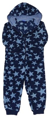 Tmavomodro-modrá fleecová kombinéza s hvězdičkami a kapucí zn. lupilu