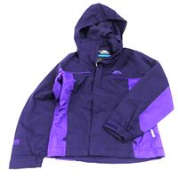 Tmavofialovo-fialová šusťáková outdoorová podzimní bunda s ukrývací kapucí zn. Trespass