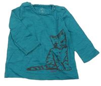 Modrozelené melírované triko s kočičkou zn. ESPRIT