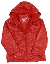 Červená šusťáková jarní bunda s kapucí zn. C&A