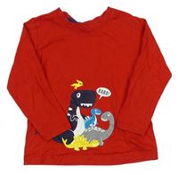Červené triko s dinosaury zn. Rebel