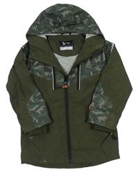 Khaki-army šusťáková jarní bunda s kapucí zn. Tu