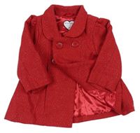 Červený vlněný třpytivý podšitý kabát zn. M&S
