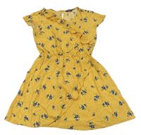 Žluto-modré květované lehké šaty zn. Primark
