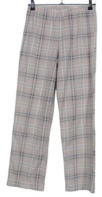 Dámské světlerůžovo-tmavomodré kostkované fleecové pyžamové kalhoty zn. M&S