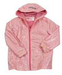 Růžovo-bílá vzorovaná nepromokavá zateplená bunda s kapucí zn. Pocopiano