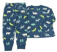 Modré plyšové pyžamo se zvířaty zn. F&F