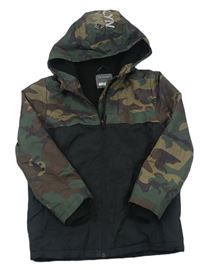Černo-army šusťáková zimní bunda s kapucí zn. Primark