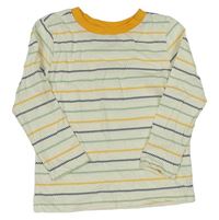 Vanilkovo-barevné pruhované triko se žlutým lemem zn. St. Bernard