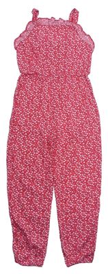 Růžový kytičkovaný kalhotový letní overal zn. Primark 