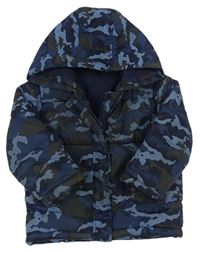 Modro-černá army šusťáková zimní bunda s kapucí zn. Matalan
