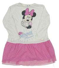 Bílo-růžové šaty s Minnie a tylem zn. Disney