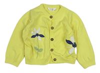 Žlutý propínací svetr s kytičkami zn. M&Co