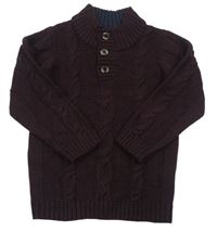 Fialový vlněný svetr s copánkovým vzorem zn. M&Co.