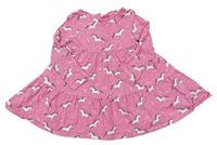 Růžové bavlněné šaty s jednorožci zn. Mothercare