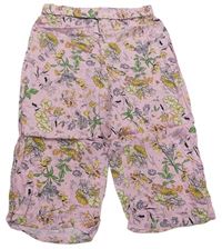 Starorůžové květované lehké capri kalhoty zn. Next