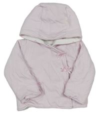 Růžovo-bílý oboustranný zateplený kabátek s kapucí zn. Debenhams