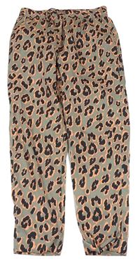 Pískové lehké kalhoty s leopardím vzorem zn. Next