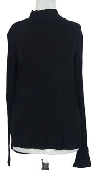 Dámské černé žebrované triko se stojáčkem zn. H&M