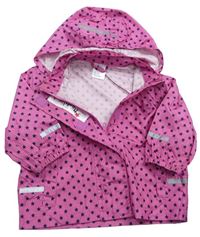 Růžová šusťáková bunda s hvězdičkami a odepínací kapucí zn. Papagino