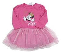Růžové bavlněno/tylové šaty s Minnie zn. Disney