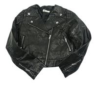Černá koženková jarní bunda zn. H&M