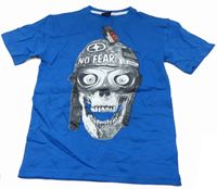 Safirové tričko s lebkou zn. NO Fear 