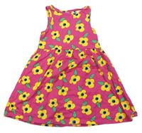 Malinové květinové bavlněné šaty zn. F&F