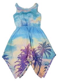 Modro-béžové šaty s palmami zn. H&M