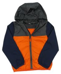 Tmavošedo-oranžová šusťáková jarní bunda s kapucí zn. Crane
