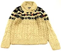Béžovo-tmavomodrý melírovaný pletený svetr s vločkami zn. St. Bernard