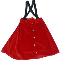 Červená sametová sukně s knoflíčky a kšandami 