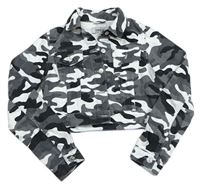 Šedo-černo-bílá army crop riflová bunda zn. New Look