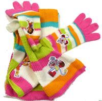 2set- barevná pruhovaná šála s Dorou+ rukavice
