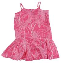 Růžové plátěné šaty s palmami zn. GAP 
