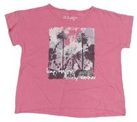Růžové melírované crop tričko s potiskem zn. Alive