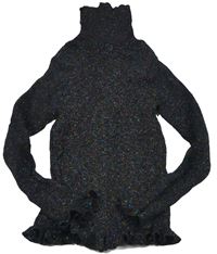 Černé třpytivé žebrované triko s rolákem zn. Primark