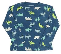 Modré fleecové pyžamové triko se zvířátky zn. F&F