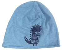 Modro-světlešedá pruhovaná melírovaná čepice s dinousaurem zn. Topomini
