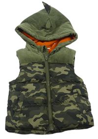 Khaki army zateplená vesta s kapucí zn. M&Co.