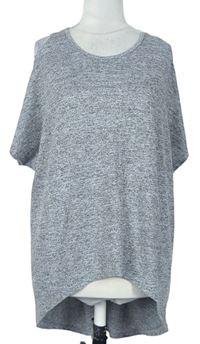 Dámské šedé melírované úpletové volné tričko s průstřihy zn. Internacionale 