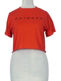 Dámské červené crop tričko s logem Friends zn. Primark 
