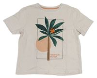 Světlepudrové crop tričko s palmou zn. Tu