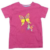 Růžové tričko s motýlky zn. Mountain Warehouse
