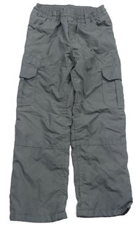 Tmavošedé šusťákové zateplené kalhoty s kapsami zn. C&A