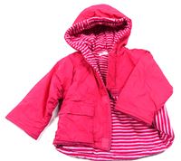 Růžová šusťáková pod/zimní bunda s kapucí 