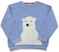 Modrý melírovaný vlněný svetr s ledním medvídkem zn. the little white company