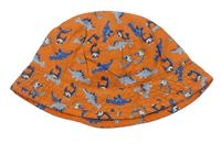 Oranžový klobouk s dinosaury zn. M&Co 