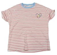Smetanovo-růžové pruhované tričko se srdcem zn. M&S